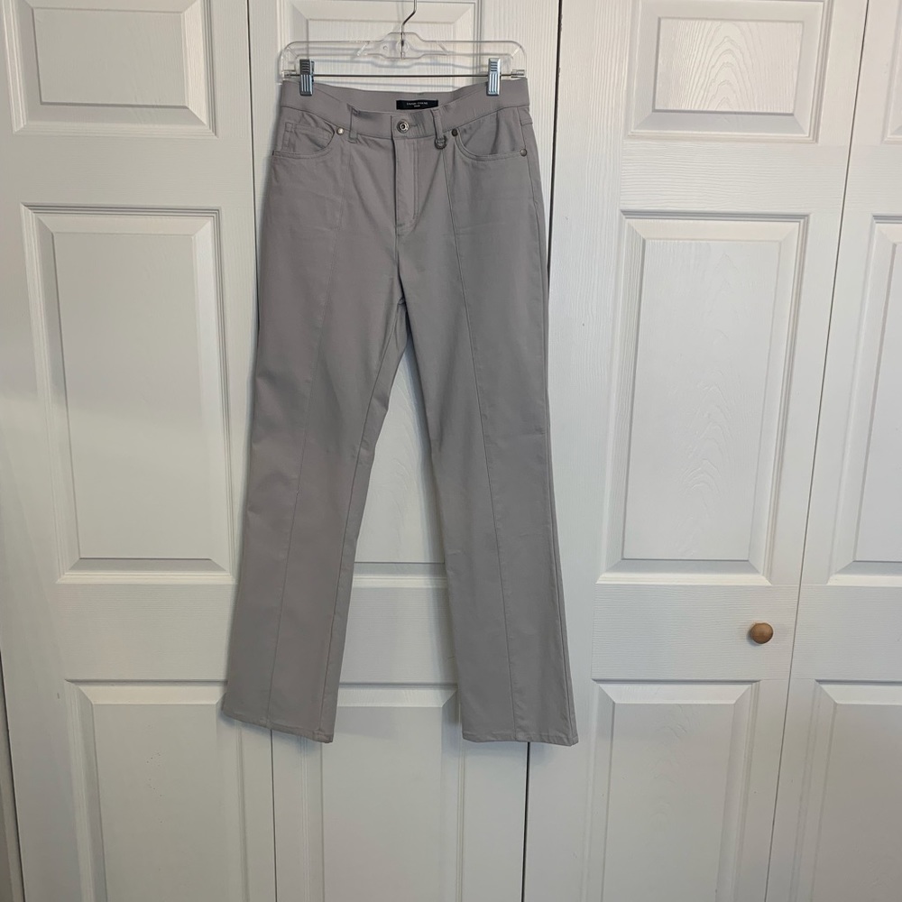 Simon Chang straight leg, gray or silver slacks/pants.
